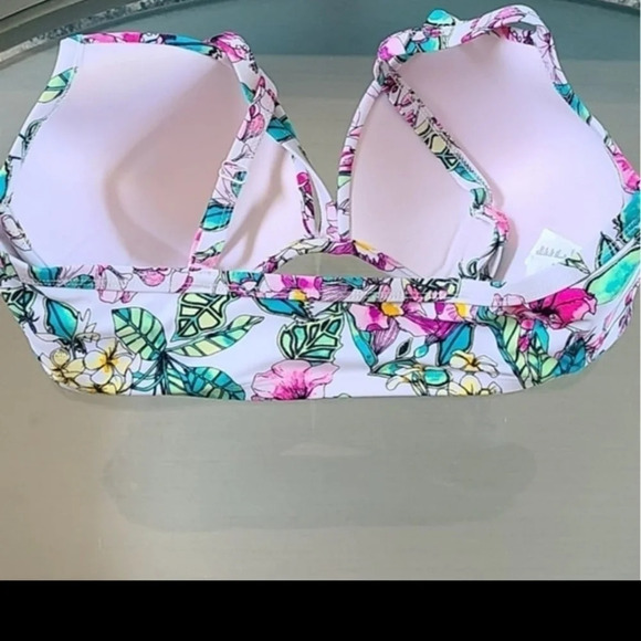 Forever 21 Plus Bikini Top White Floral Swimwear Size 0X XL NWT - Picture 6 of 6